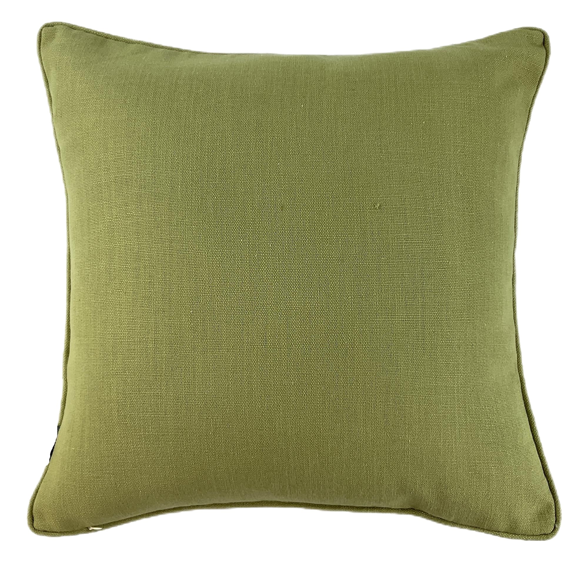 Malini Modern Jigsaw Print On Fax Linen Swampgreen Square Cushion